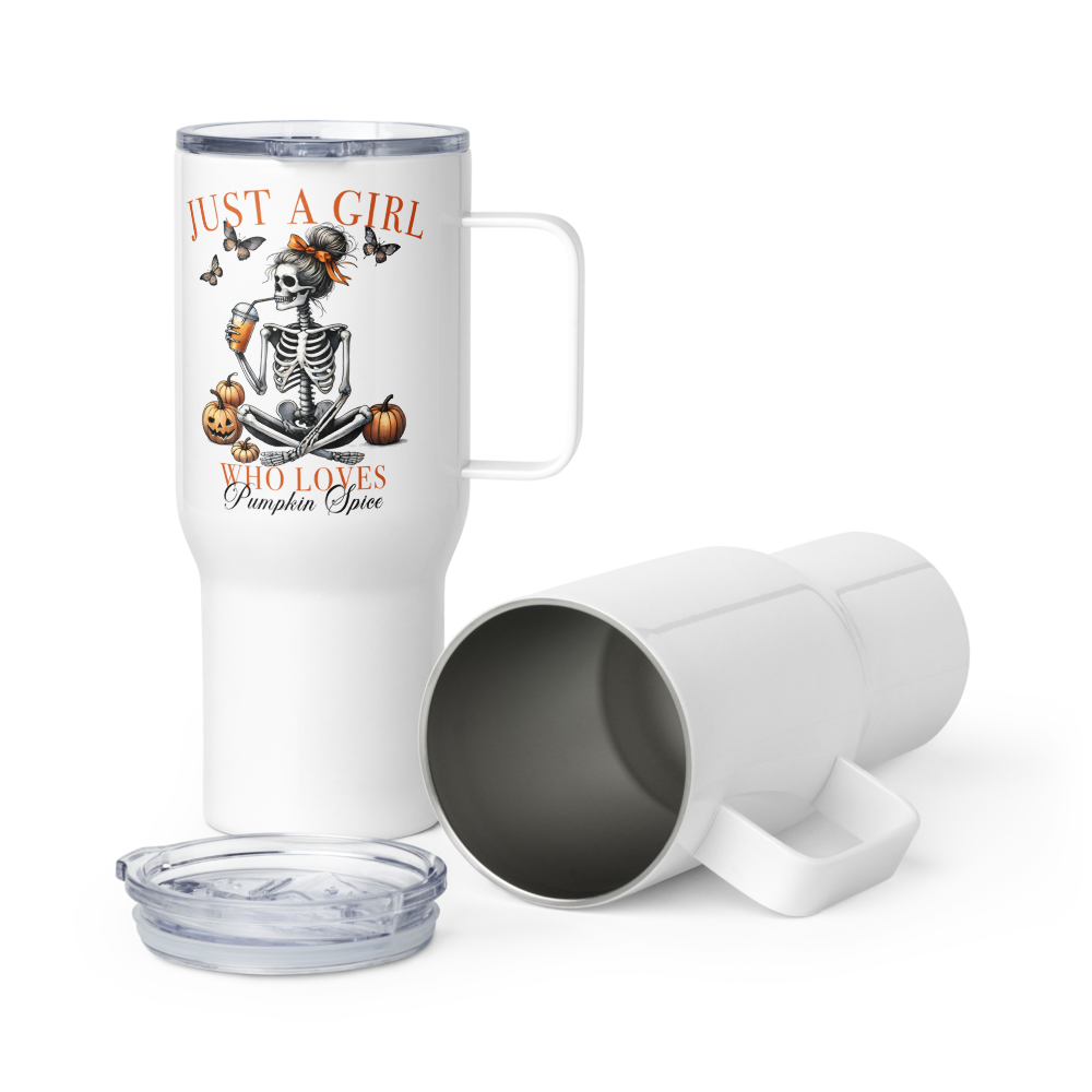 Skeleton Fall Girl Travel Mug with Handle