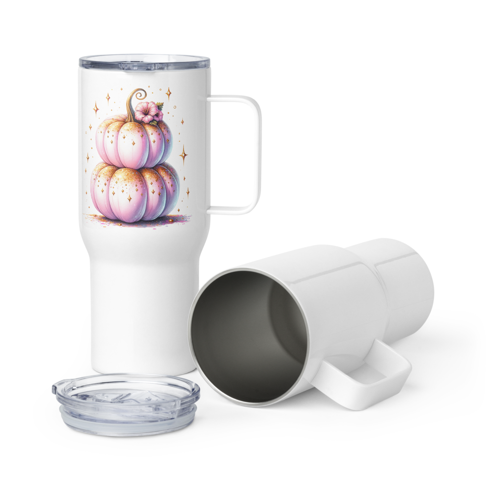 Pink Pumpkins Travel Mug with Handle