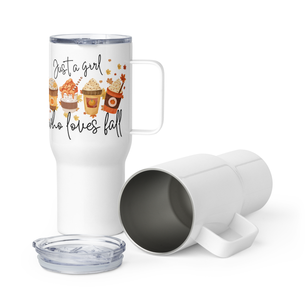 A Girl Who Loves Fall Travel Mug with Handle