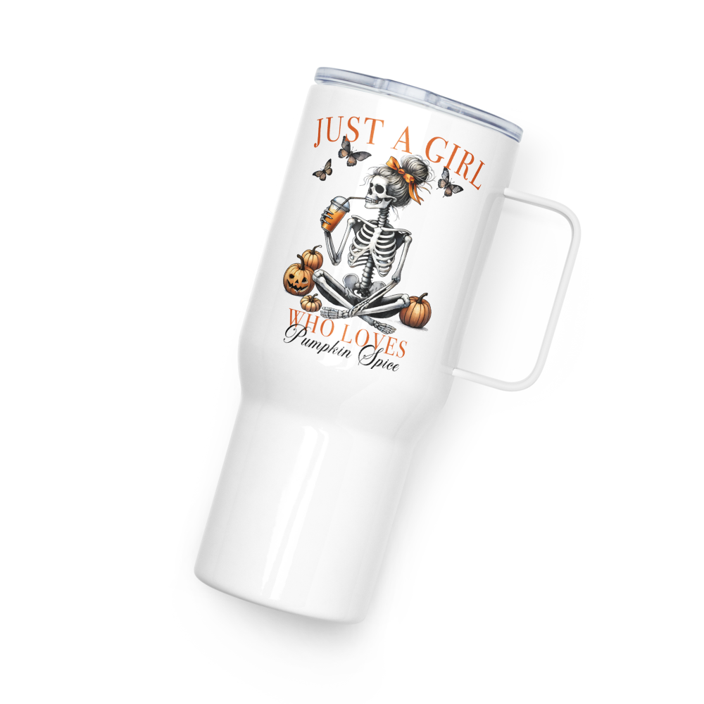 Skeleton Fall Girl Travel Mug with Handle