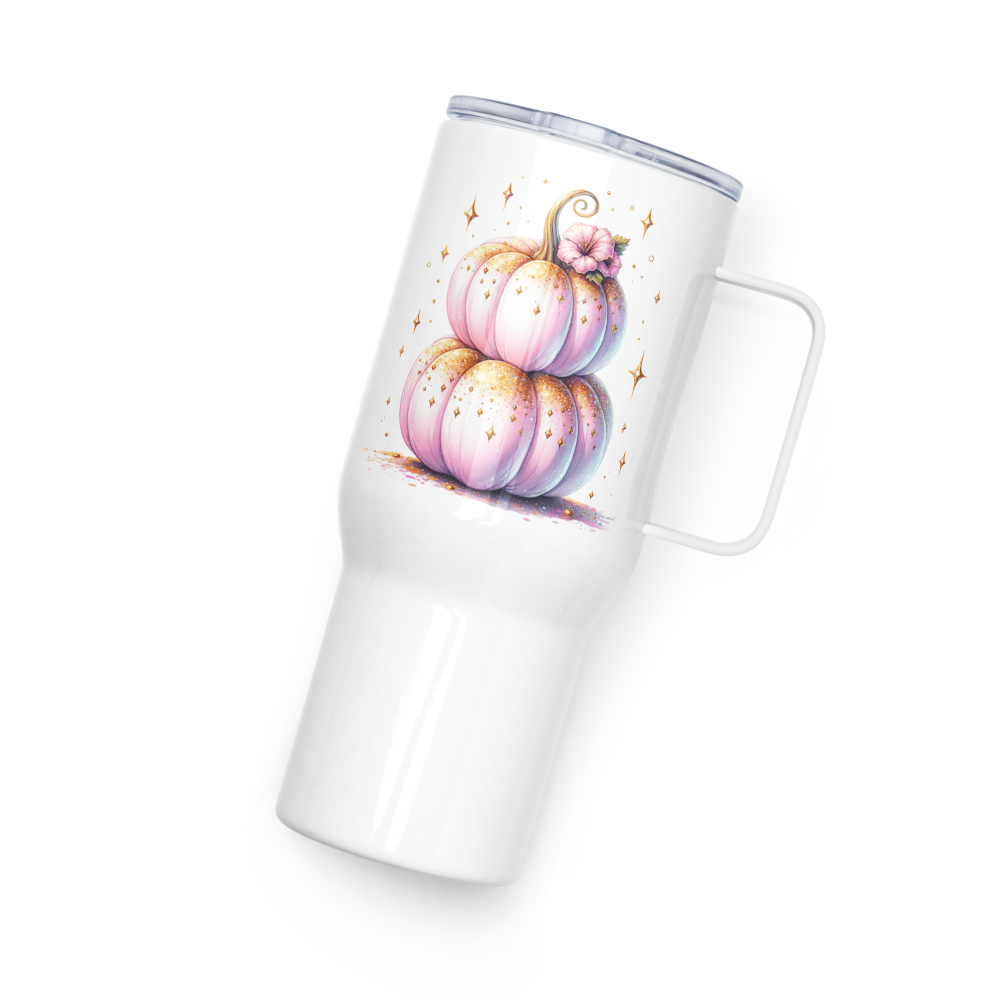 Pink Pumpkins Travel Mug with Handle