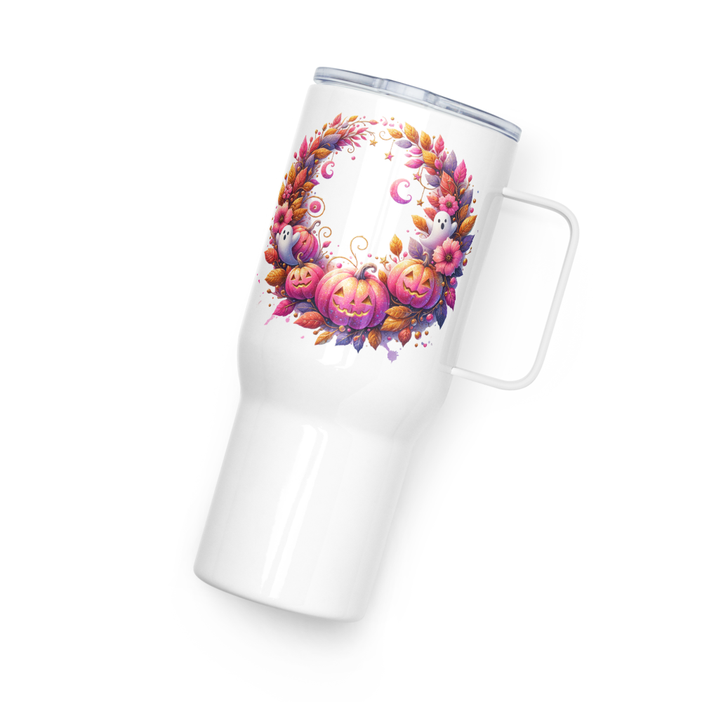 Pumpkin Wreath Travel Mug with Handle