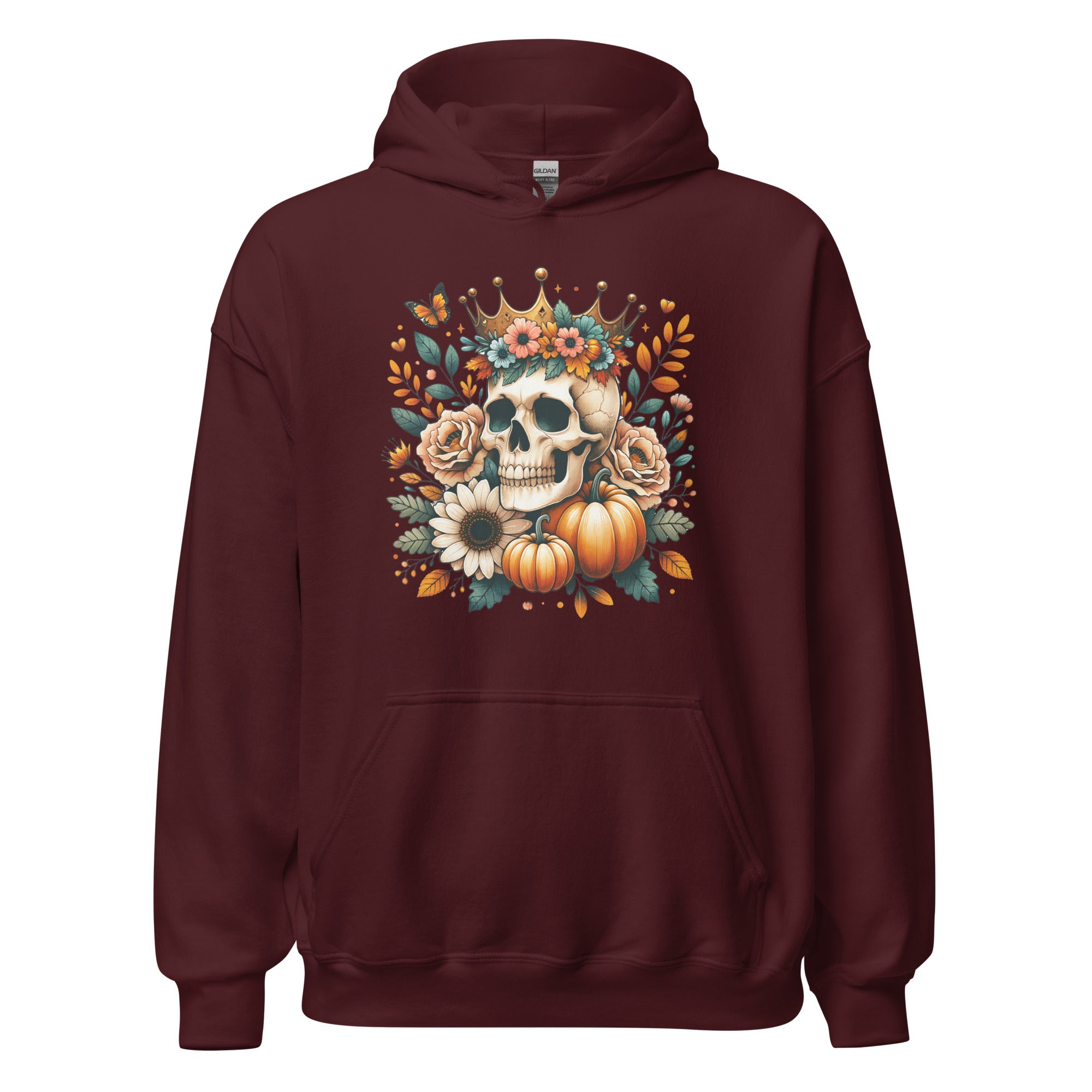 Fall Flower Skull Unisex Hoodie